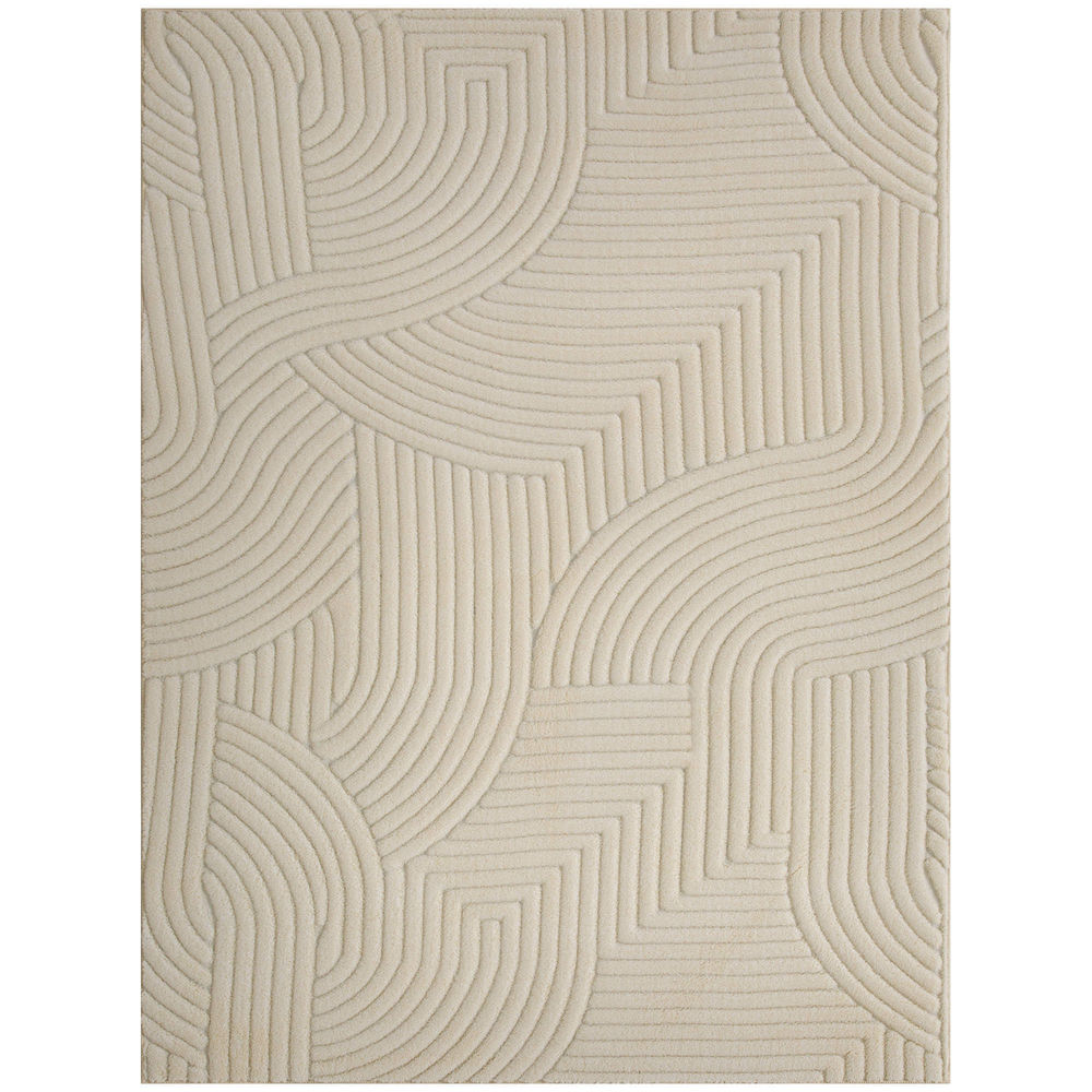 Alfombra para salón 160x120x1.7 cm poliéster color beige Homcom
