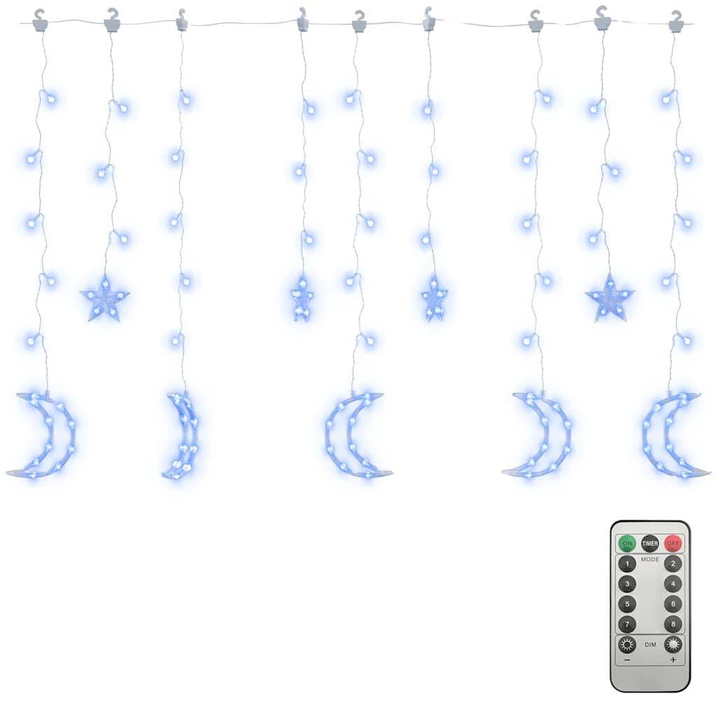 vidaXL luces estrella y luna 138 LEDs azul con control remoto