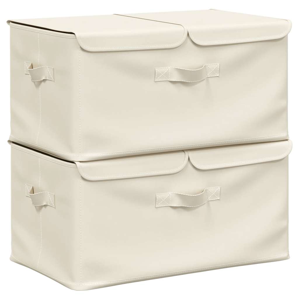 vidaXL cajas de almacenaje 2 unidades tela color crema 50x30x25 cm