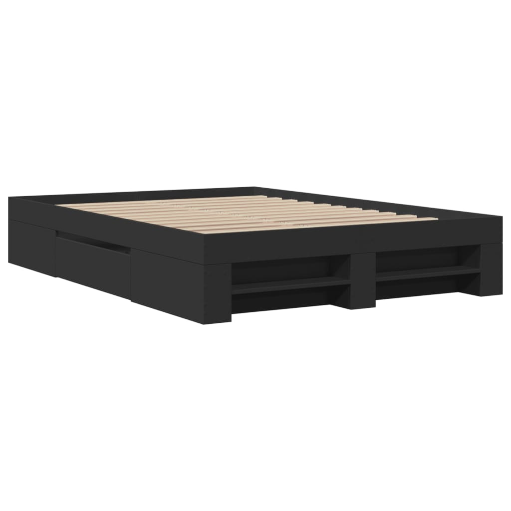 vidaXL estructura de cama madera de ingeniería negra 135x190 cm