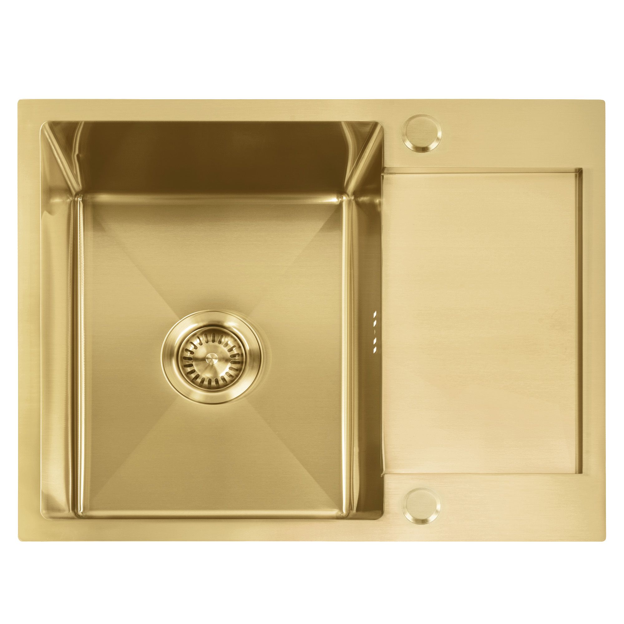 Rea fregadero de acero paul brush gold con grifo de cocina, 60x48x18,5 cm