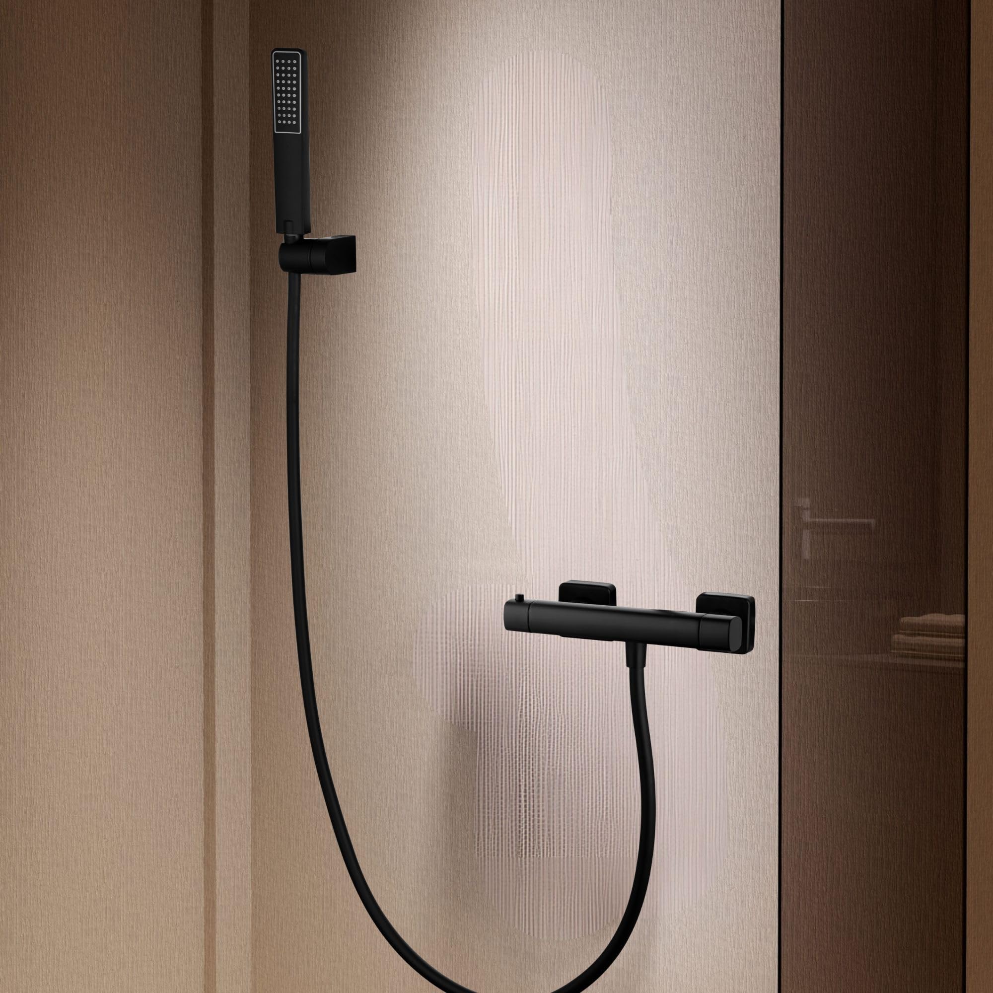 Imex - grifo ducha termostatico con alcachofa y manguera negro