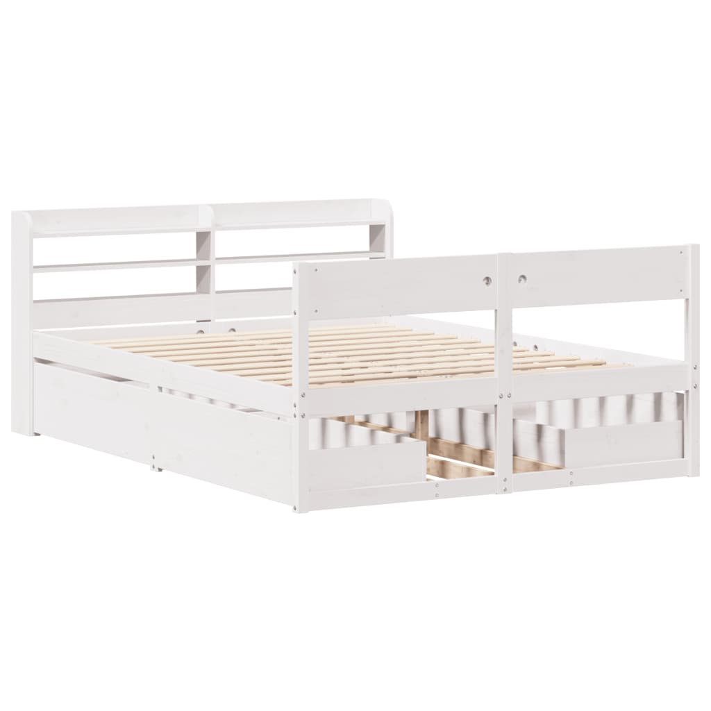 vidaXL estructura de cama sin colchón madera de pino blanco 135x190 cm