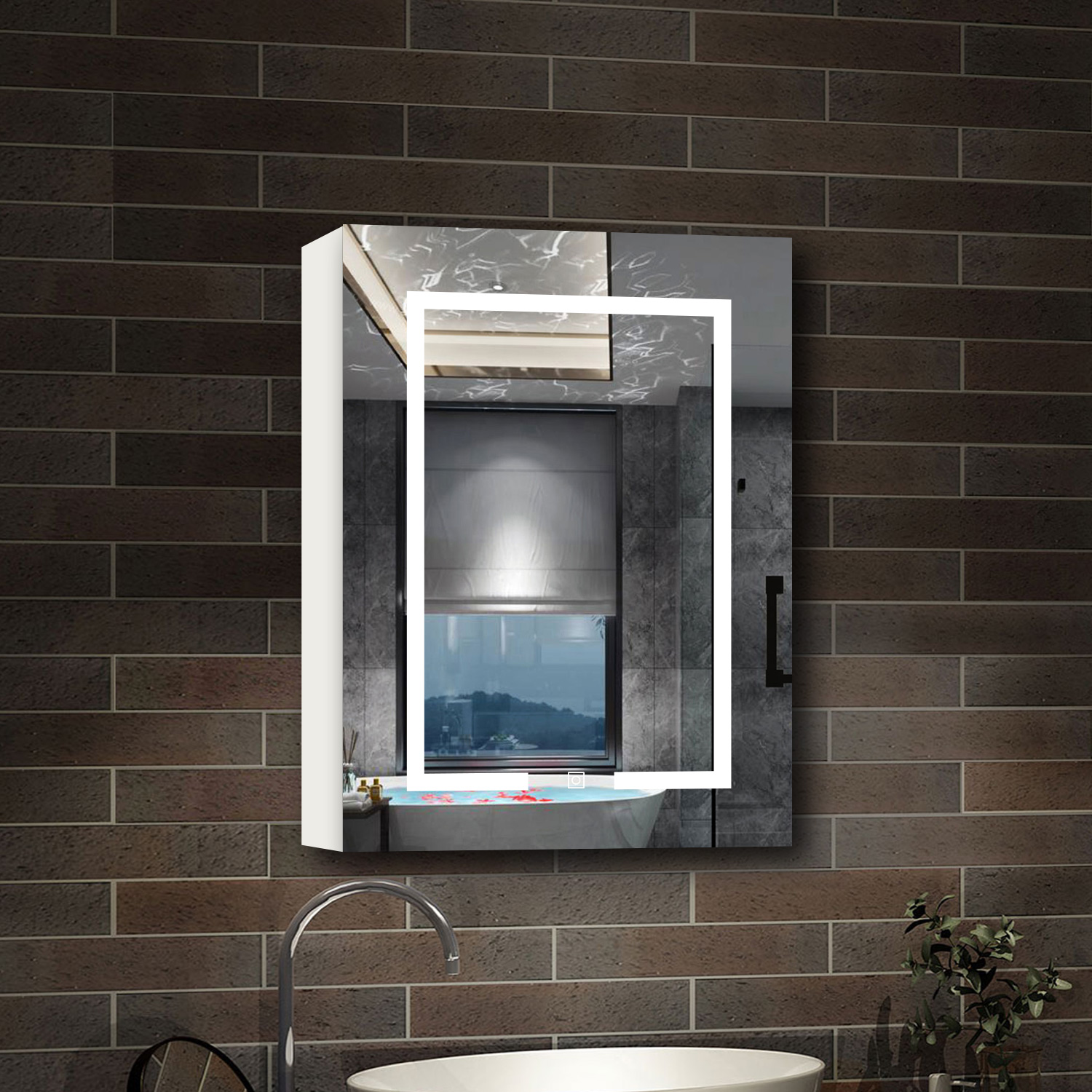 Armario con espejo 700x500x130 mm,luz con 3 colores y antivaho
