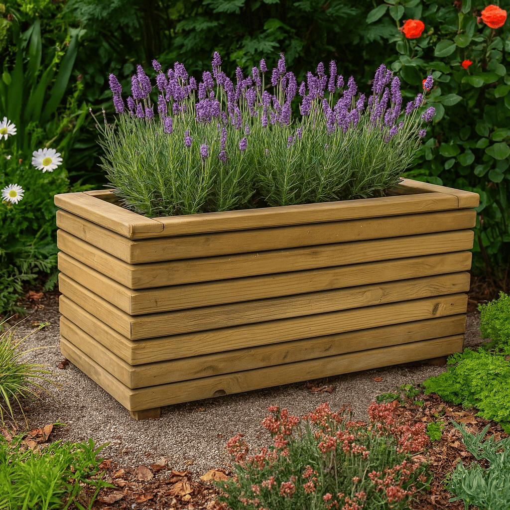 Jardinera luxe de madera tratada vidahuerto 100x50x50 cm.