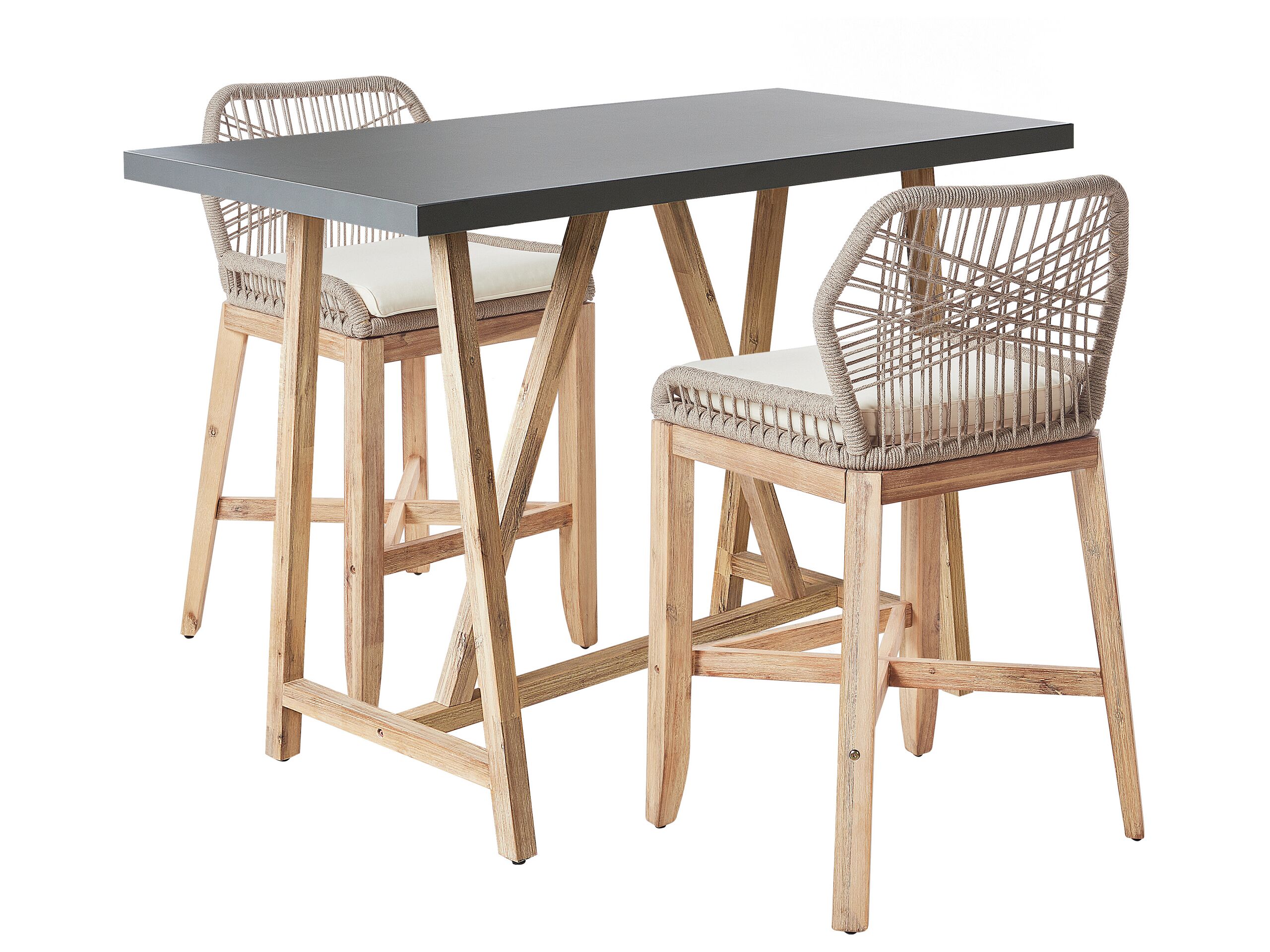 Conjunto de balcón con cojines talamone madera de acacia gris