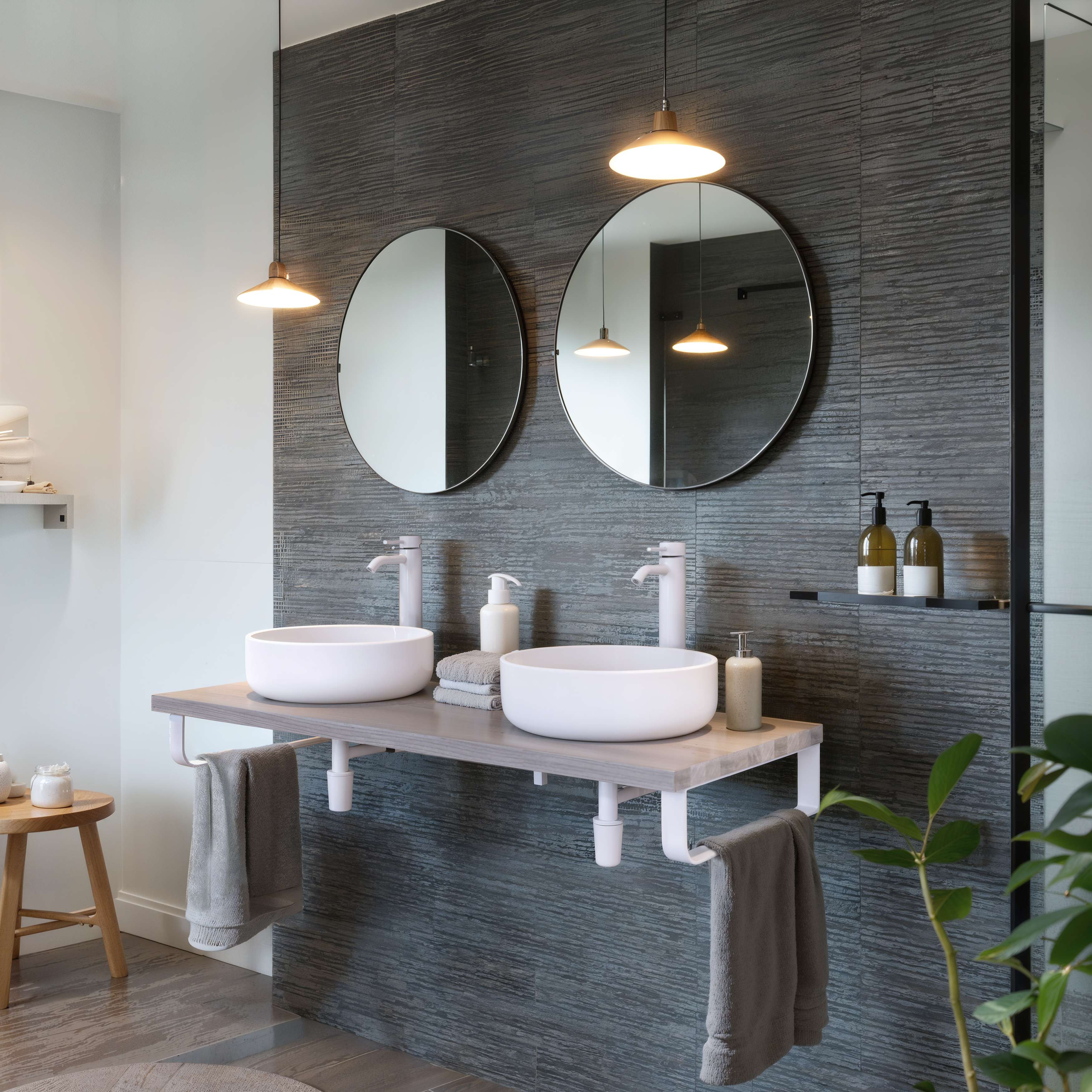 Encimera lavabo 121x49x3 cm chapa fresno natural con soportes blancos