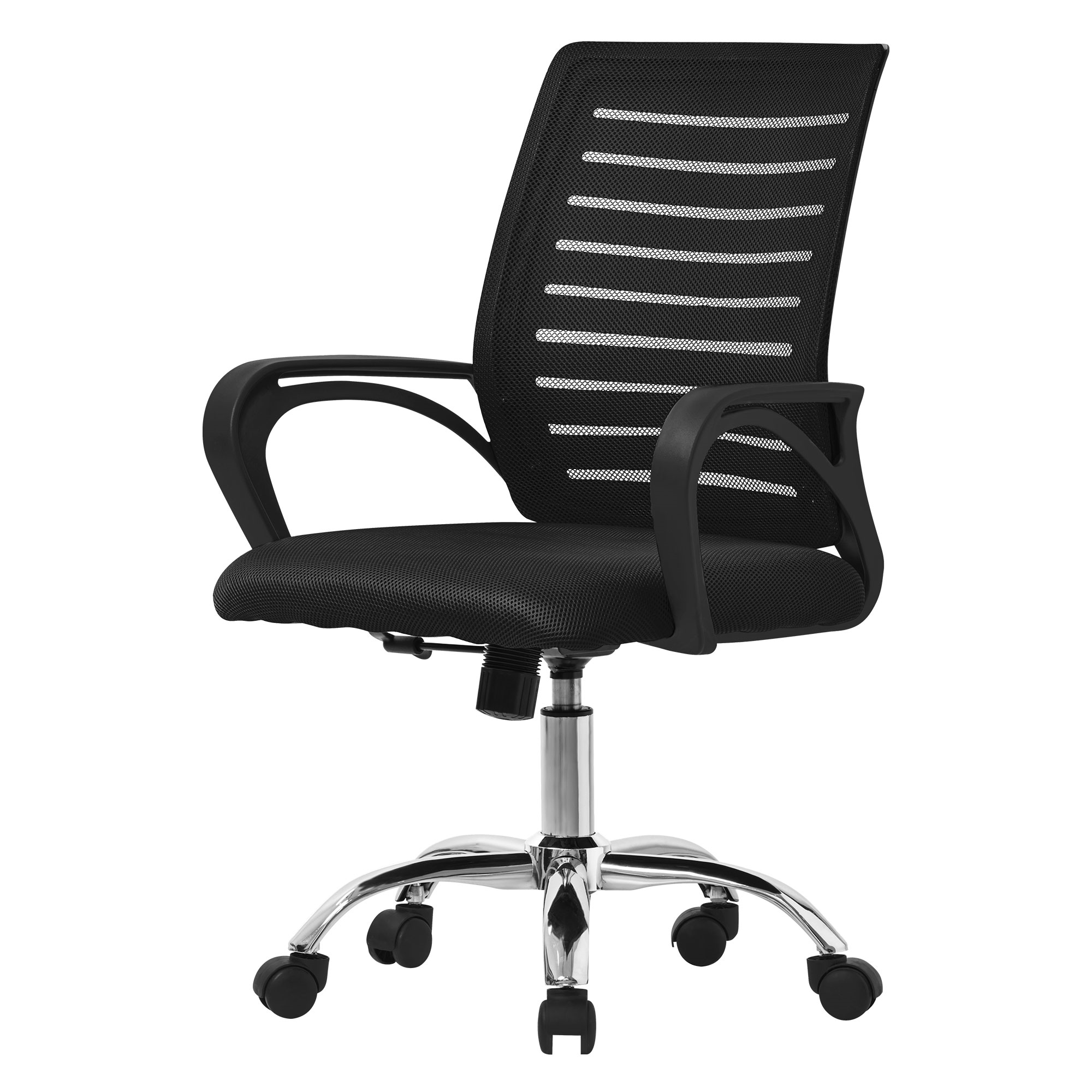 Silla de oficina ergonomica negra regulable tapizado de malla