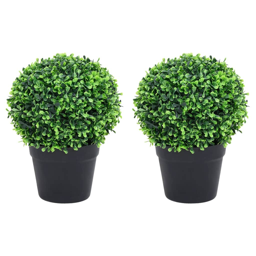 vidaXL plantas de boj artificial 2 uds forma bola maceta verde 27 cm