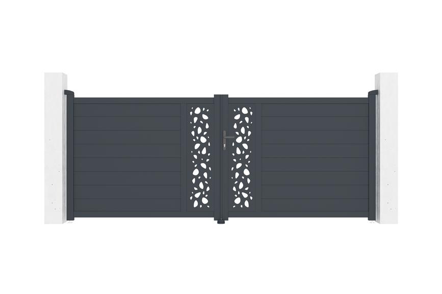 Puerta batiente regulable ancho 3,5m sunny h.140cm aluminio gris