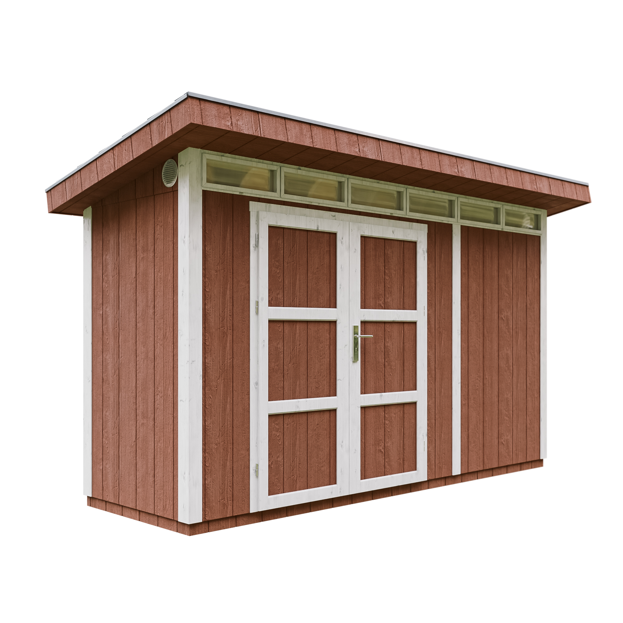 Caseta de jardín Timbela m902a-redwood red, 4,3 m², premium, 161×411 cm