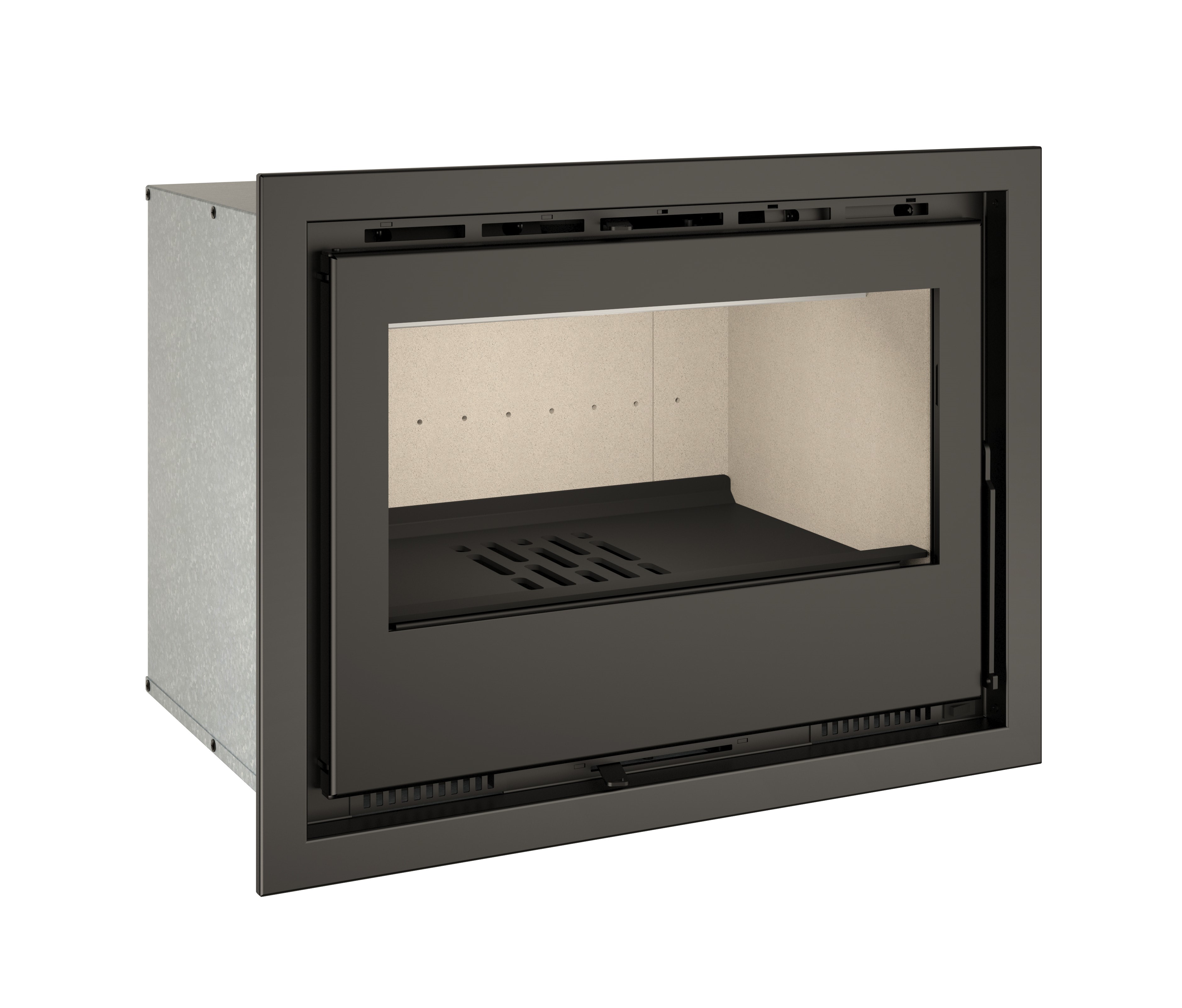 Tj - chimenea insertable de leña con turbinas modelo flama 49 de 6,4 kw