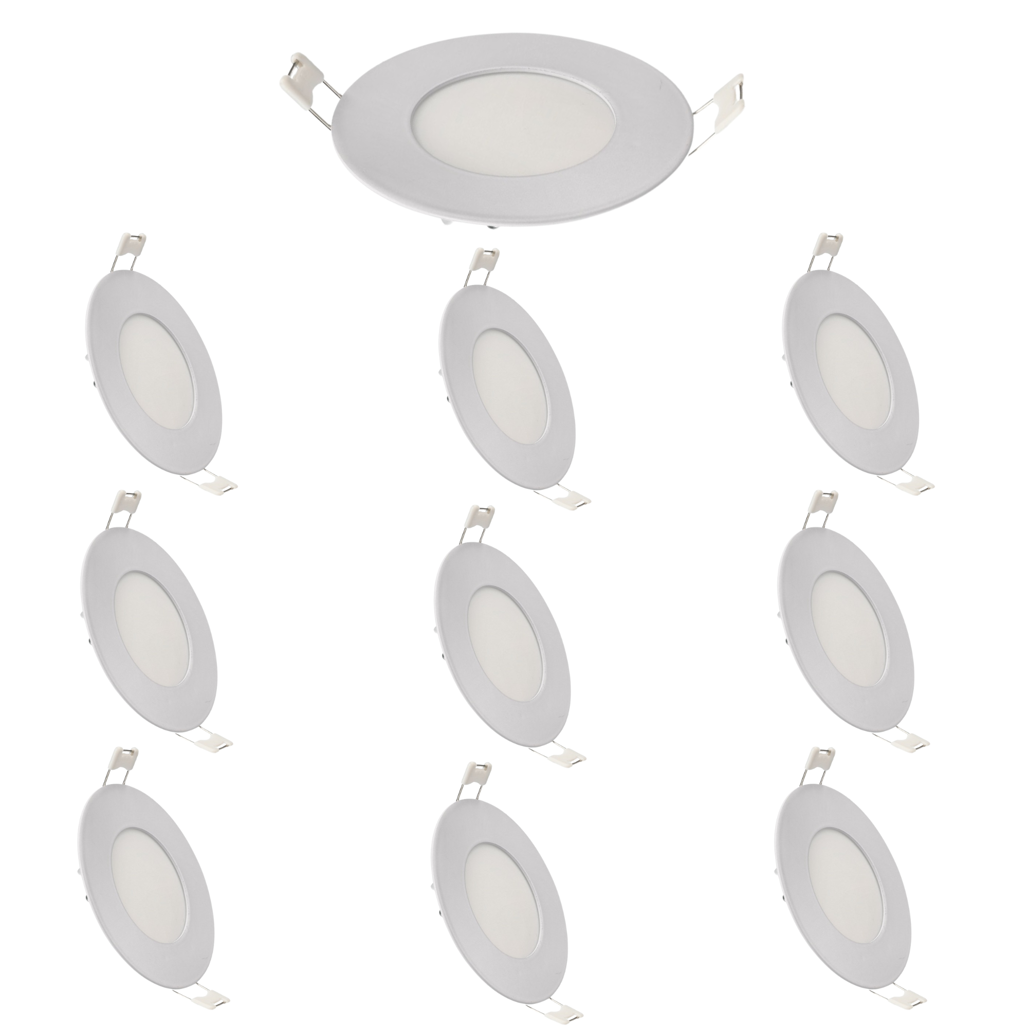 Pack x10 downlight LED empotrable 12v, 3w, luz neutra 4200k. Marco blanco