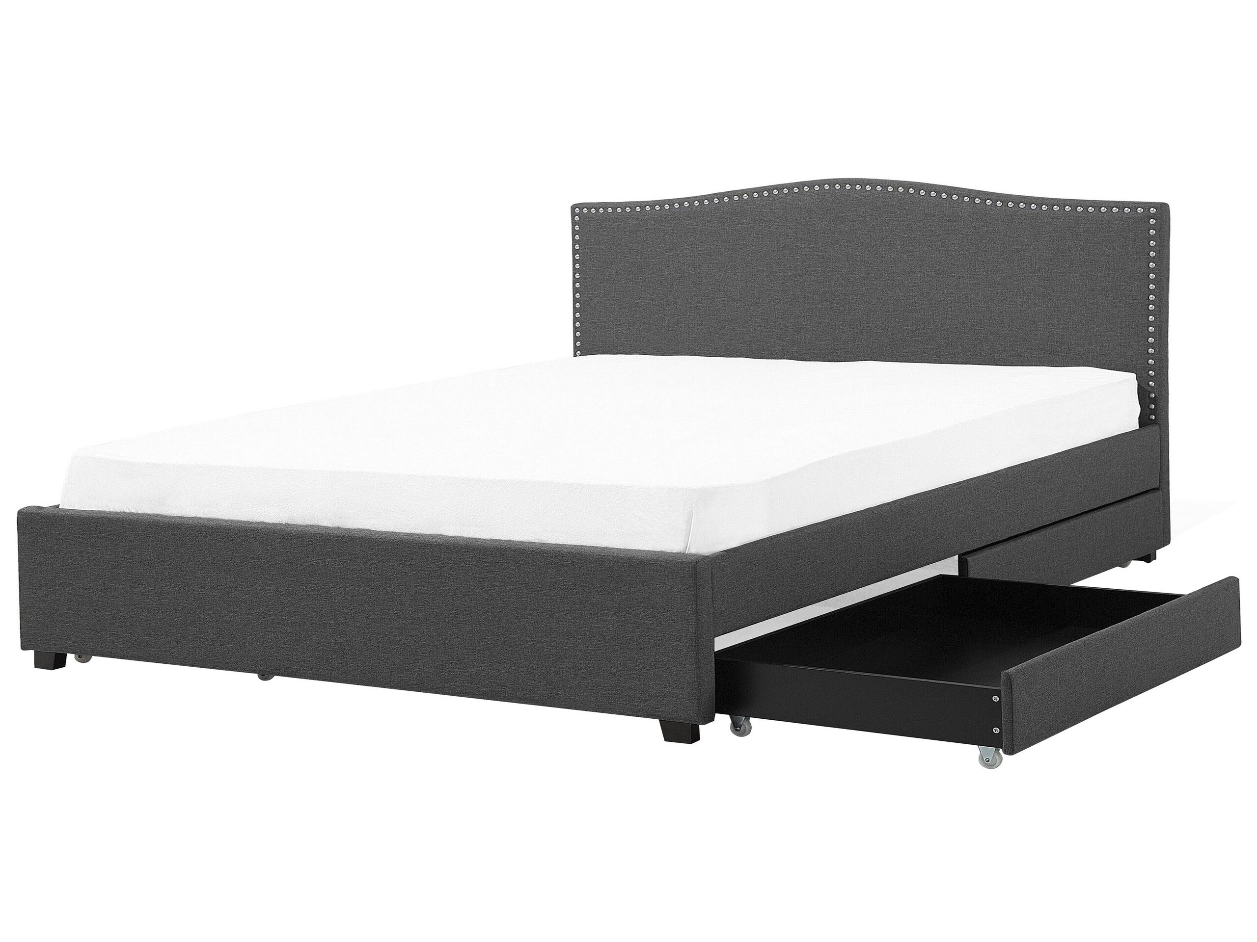 Cama con cajones montpellier tela gris oscuro 180 x 200 cm