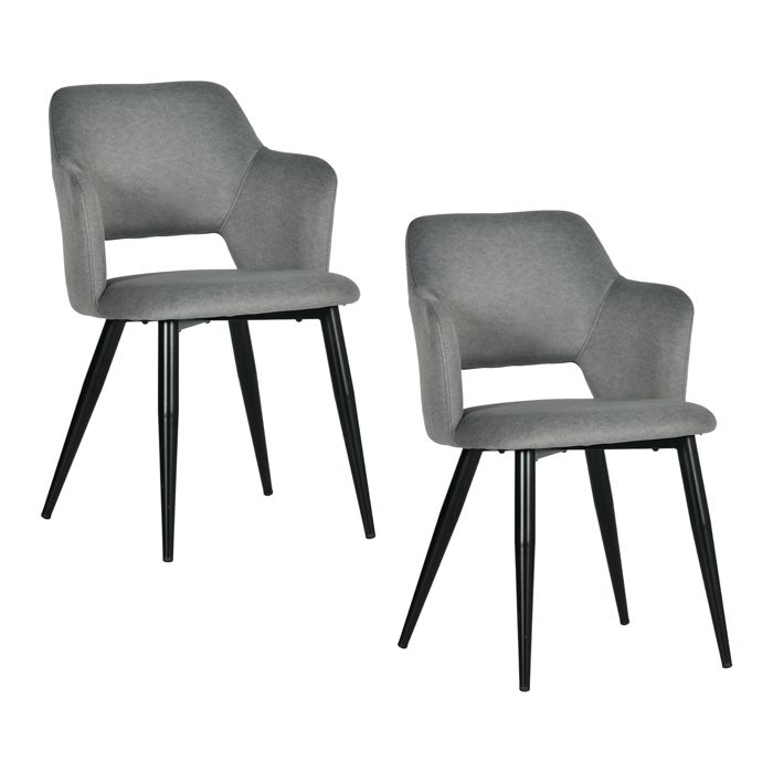 Silla escandinava tela gris - con reposabrazos - juego de 2