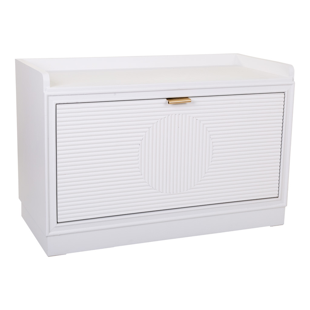 Banqueta zapatero de madera blanca 80x38x53