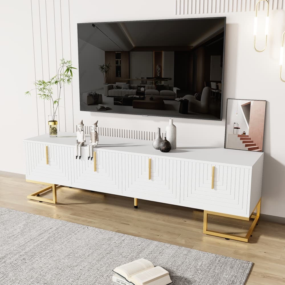 Mueble de tv con 4 puertas blanco 45,5x170x40cm