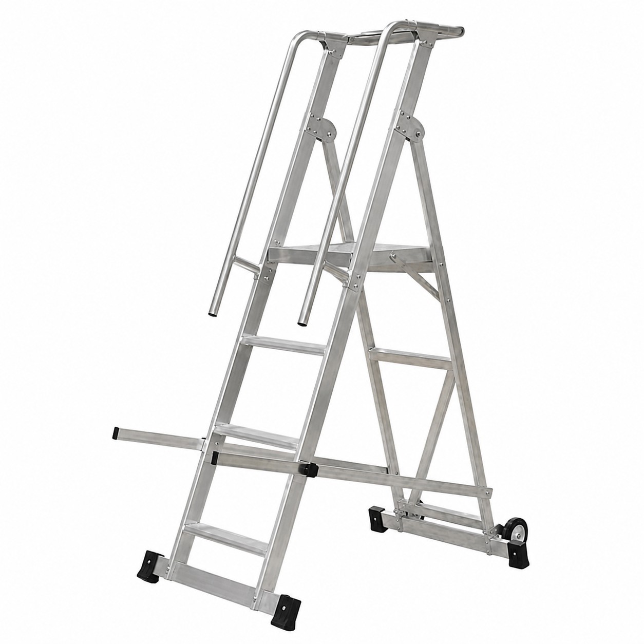 Escalera de almacén plegable alx pl-04 peldaños de aluminio