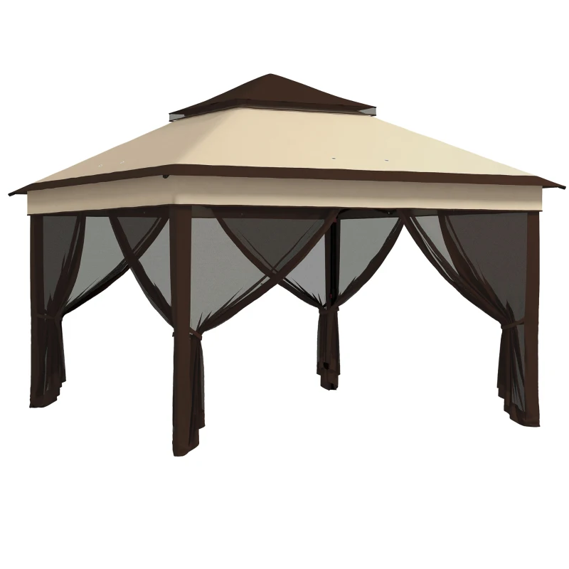 Carpa plegable 326x326x272 cm acero, tela oxford color beige Outsunny