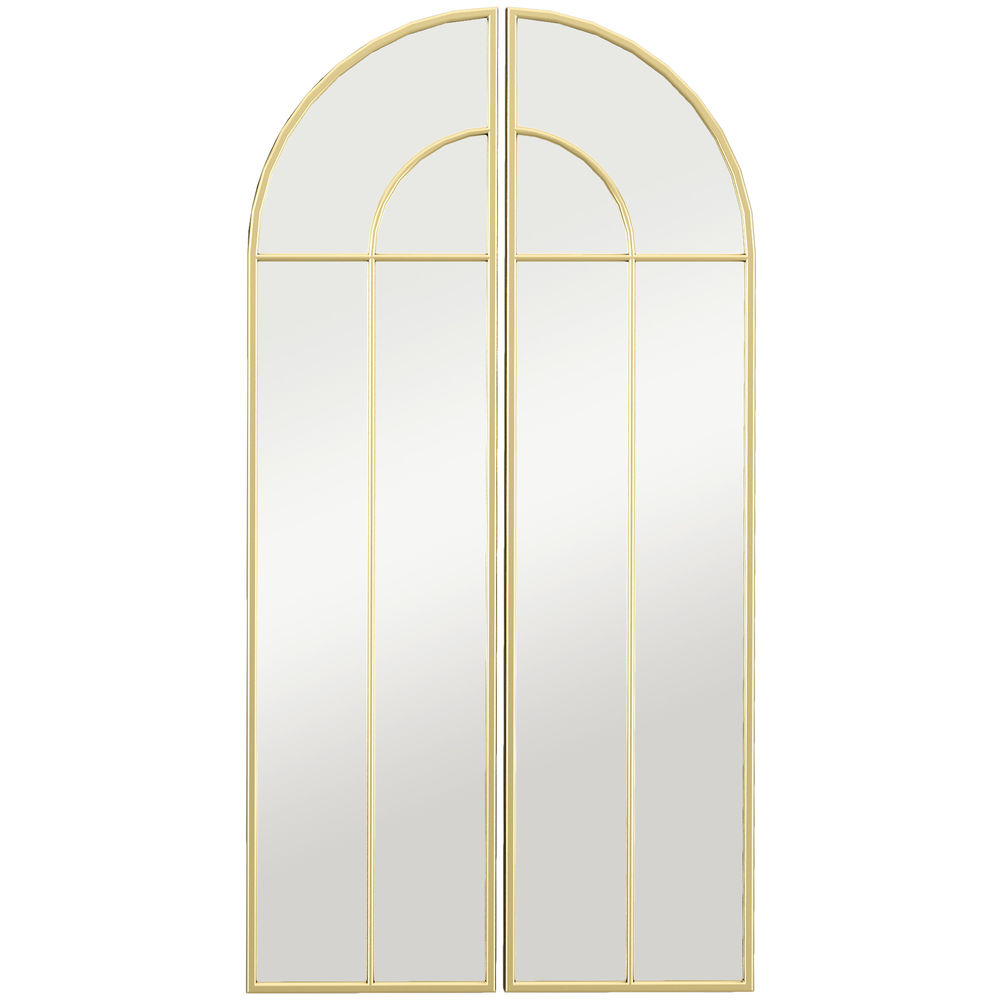 Espejo de pared 30x3x120 cm vidrio, metal color amarillo Homcom