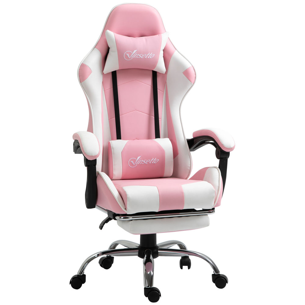 Silla gaming 64x67x127 cm plástico, espuma color rosa vinsetto