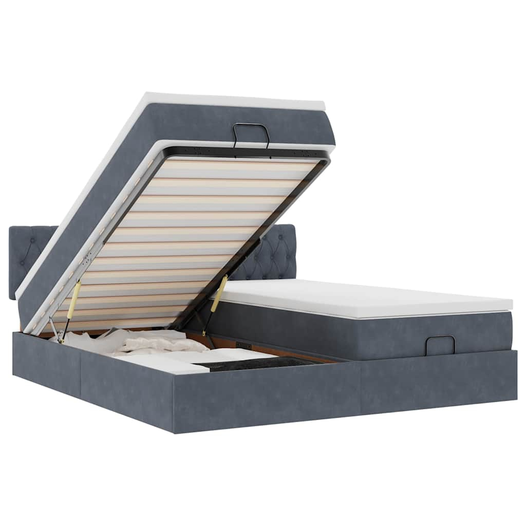 vidaXL estructura cama otomana colchones terciopelo gris oscuro