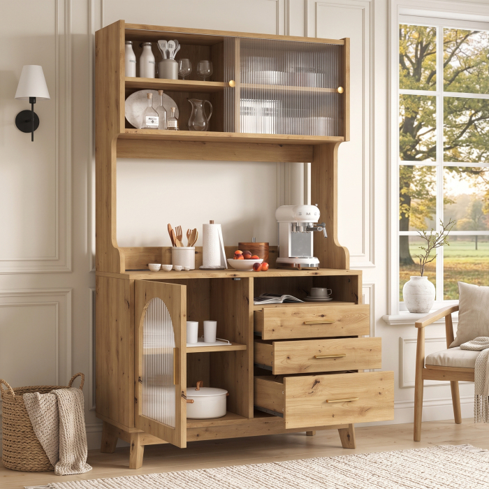 Aparador alto con puertos usb y toma de corriente madera 178x100,5x40cm