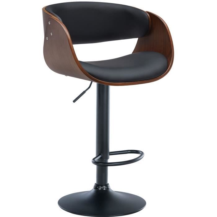 Taburete de bar regulable nogal/negro - 1 u.