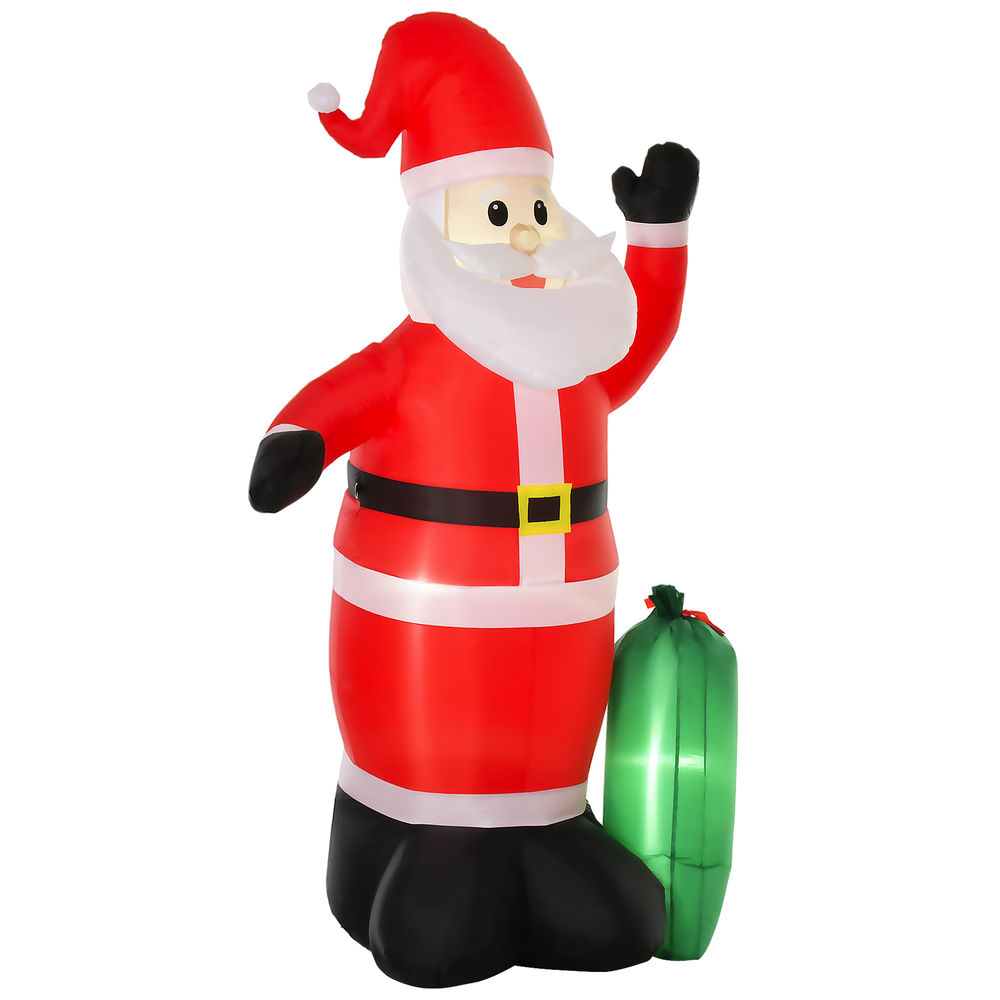 Papa noel hinchable 148x85x240 cm tejido de poliéster color rojo Homcom