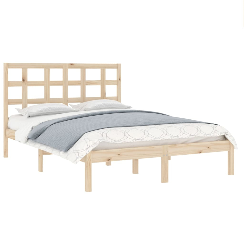 vidaXL estructura de cama de matrimonio madera maciza 135x190 cm