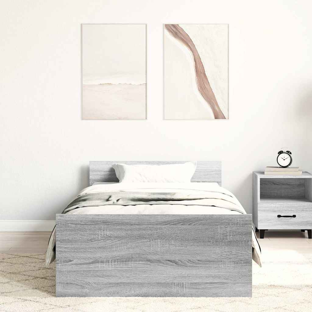 vidaXL estructura de cama madera de ingeniería sonoma gris 75x190 cm