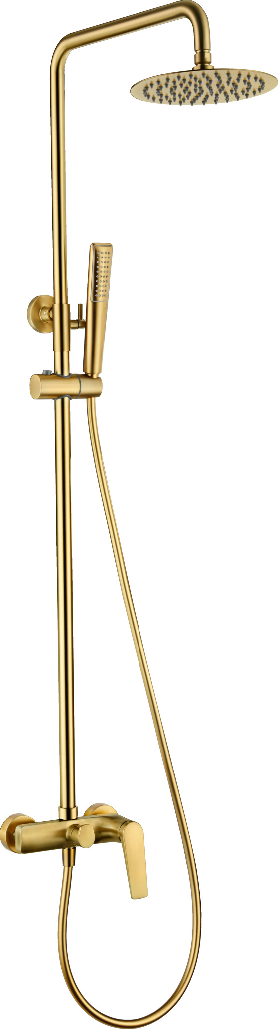 Columna de ducha monomando extensible, griferia baño color oro cepillado