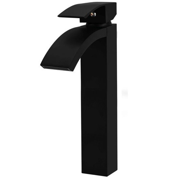 Grifo lavabo caño alto monomando, negro