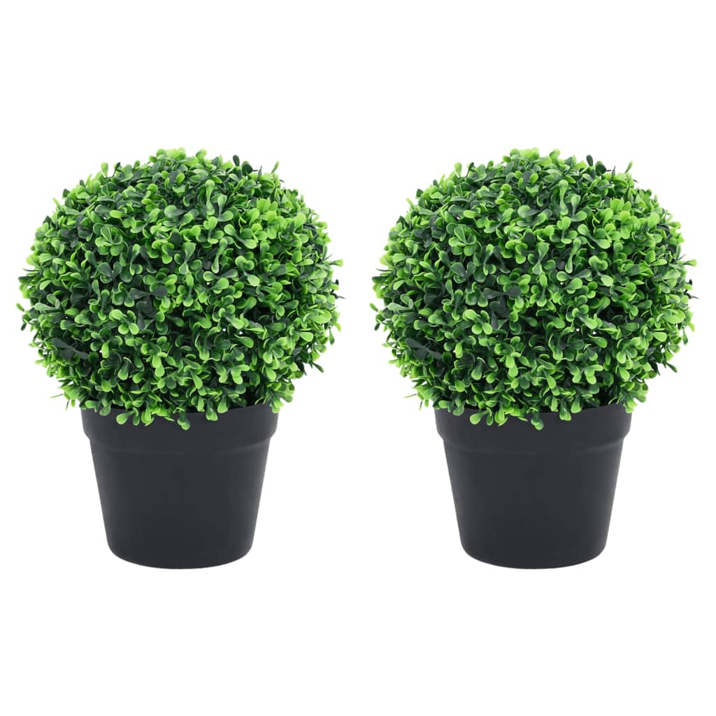 vidaXL plantas de boj artificial 2 uds forma bola maceta verde 32 cm