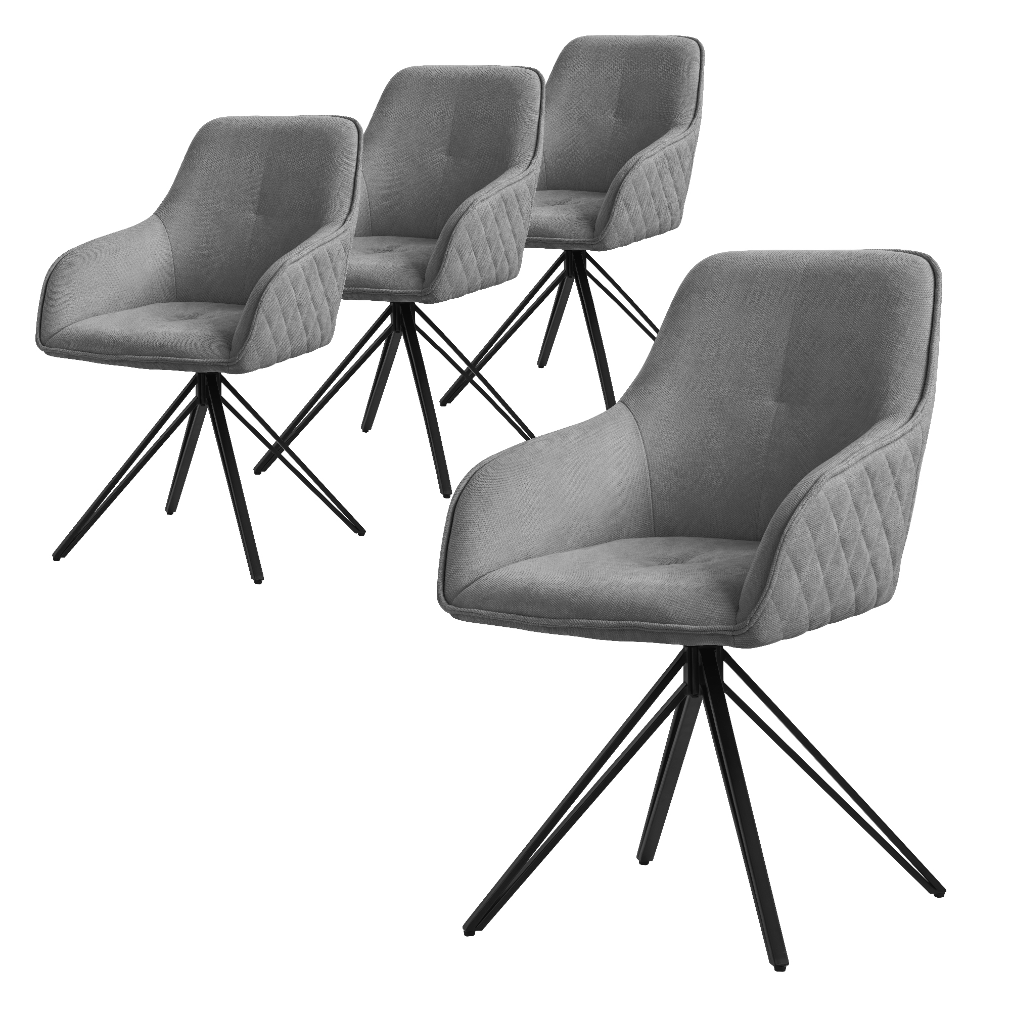 4x silla de comedor giratoria gris tela tejida asiento ergonómico
