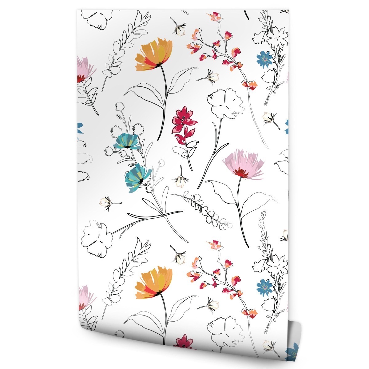 Papel Pintado Flores De Colores Plantas Para El Dormitorio 53cm x 10m