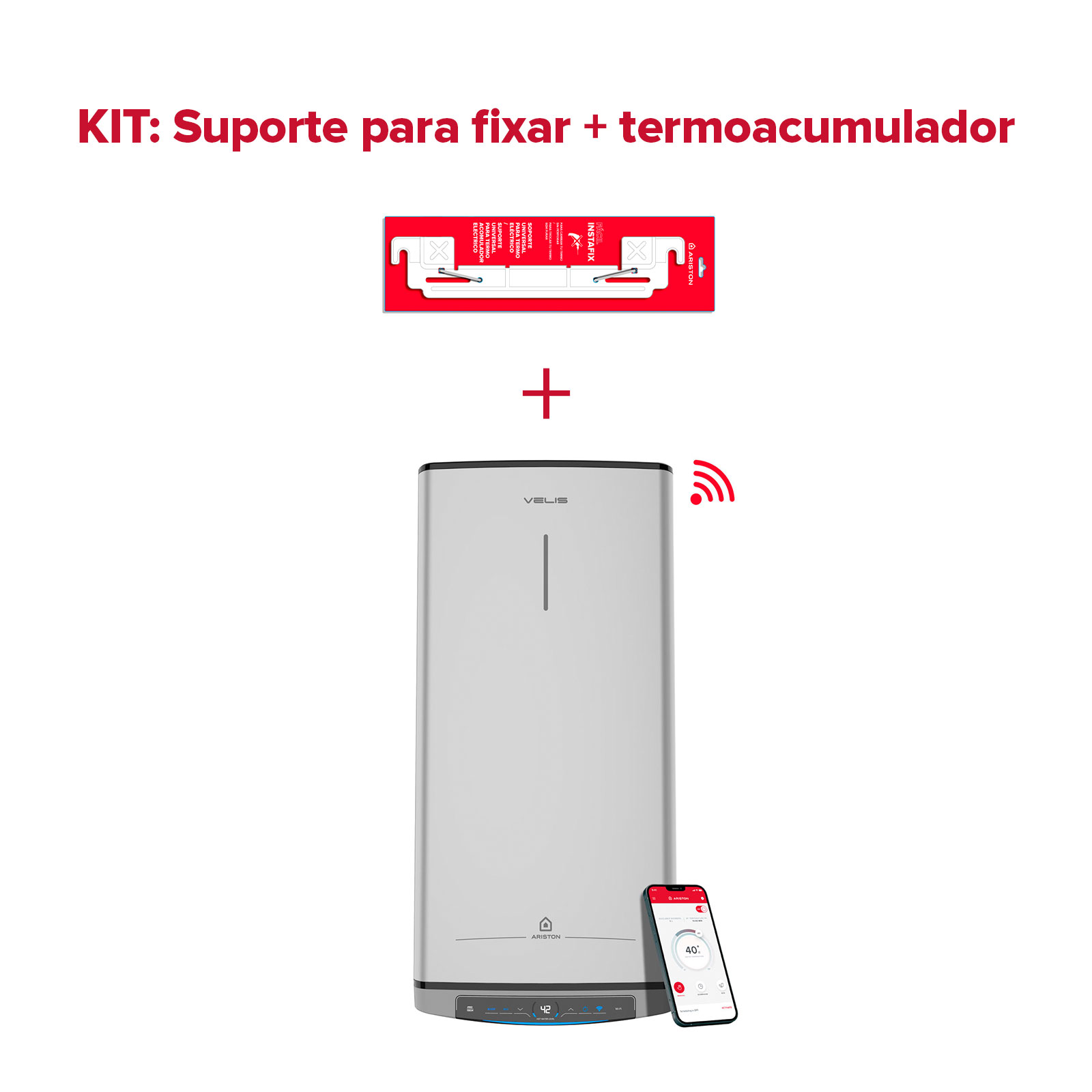 Termoacumulador inteligente, Ariston, velis tech dry Wi-Fi 80l + instafix