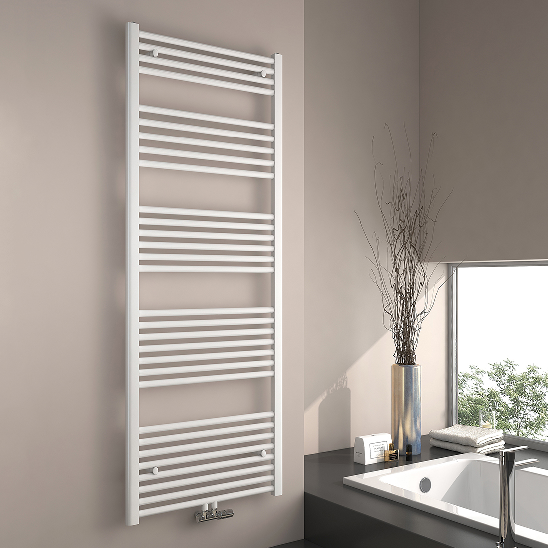 Emke radiador toallero agua caliente blanco 160x60cm conexión central 761w