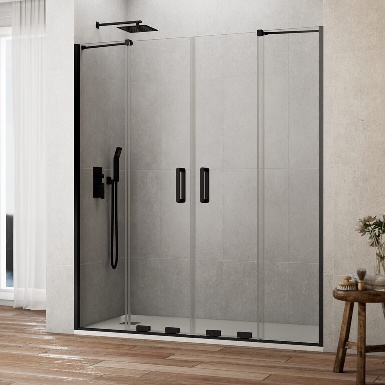 Mampara frontal kenna 2 fijos + 2 correderas 216-226 negro - antical