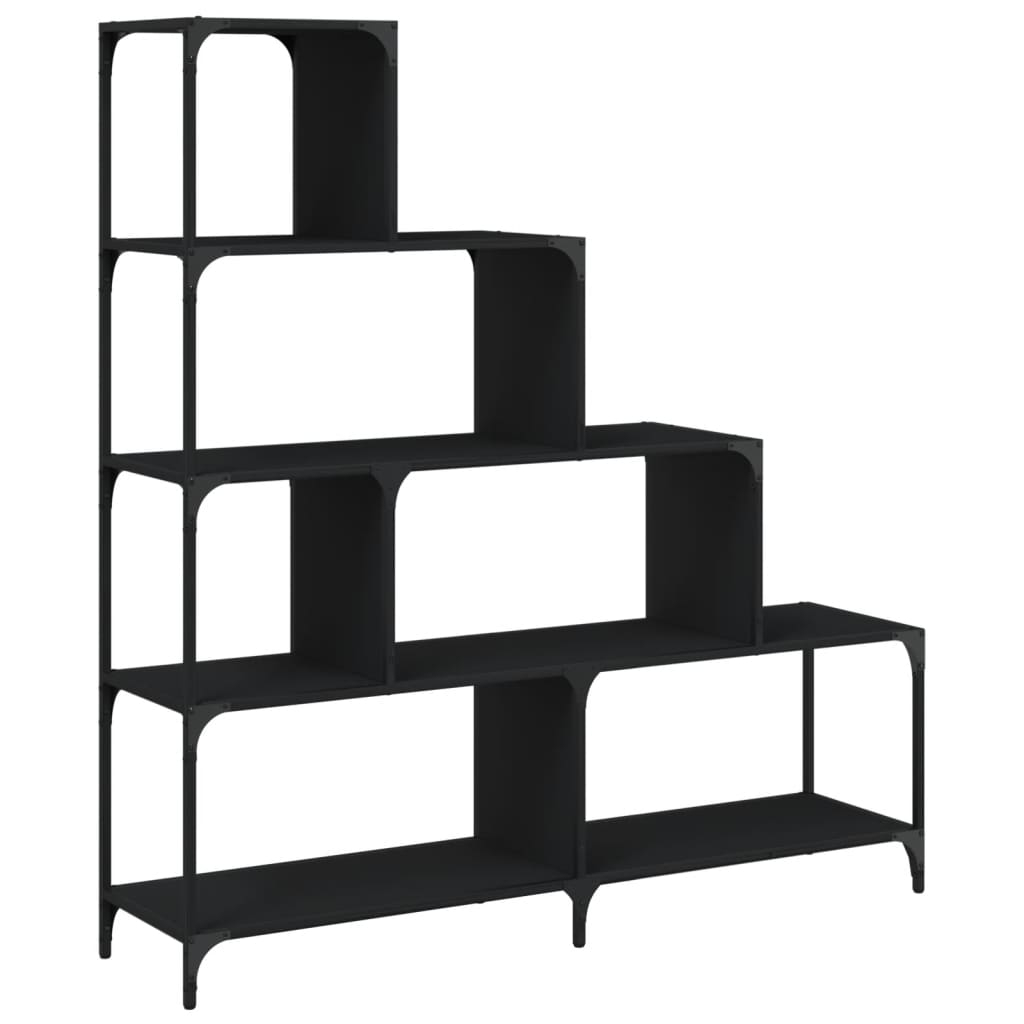vidaXL librería con 4 peldaños madera ingeniería negro 139x33,5x149 cm
