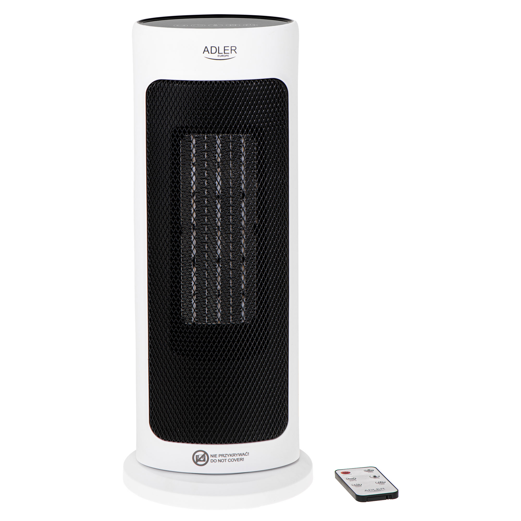 Calefactor de torre cerámico, mando distancia adler ad7738 blanco 2000w