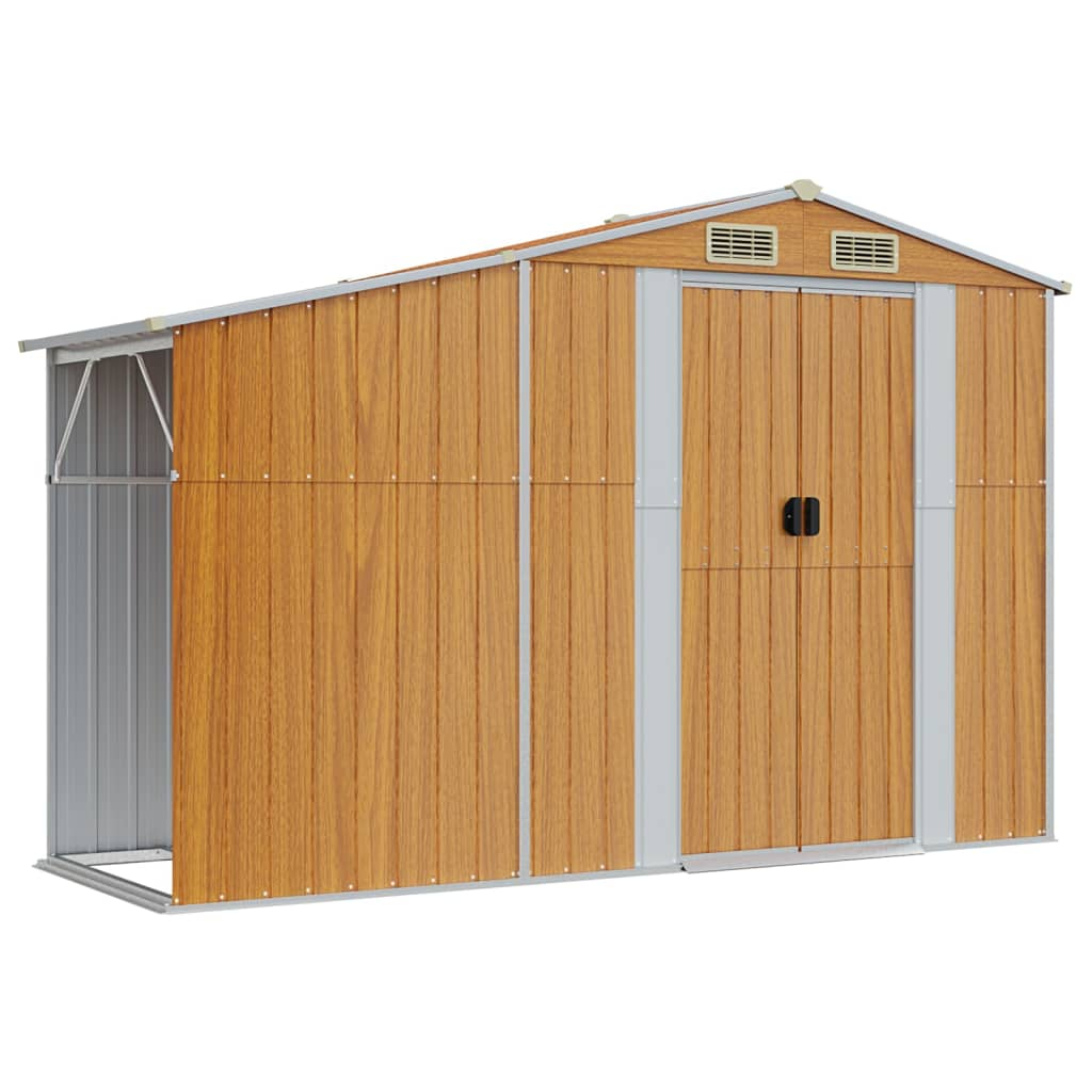 vidaXL cobertizo de jardín acero galvanizado marrón 277x93x179 cm