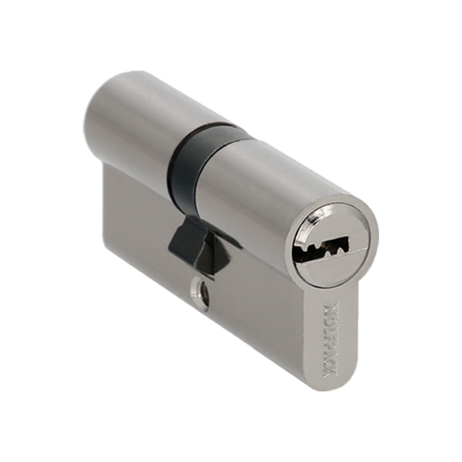 Cilindro seguridad wolfpack 30x40 mm. Leva larga niquelado con 5 llaves