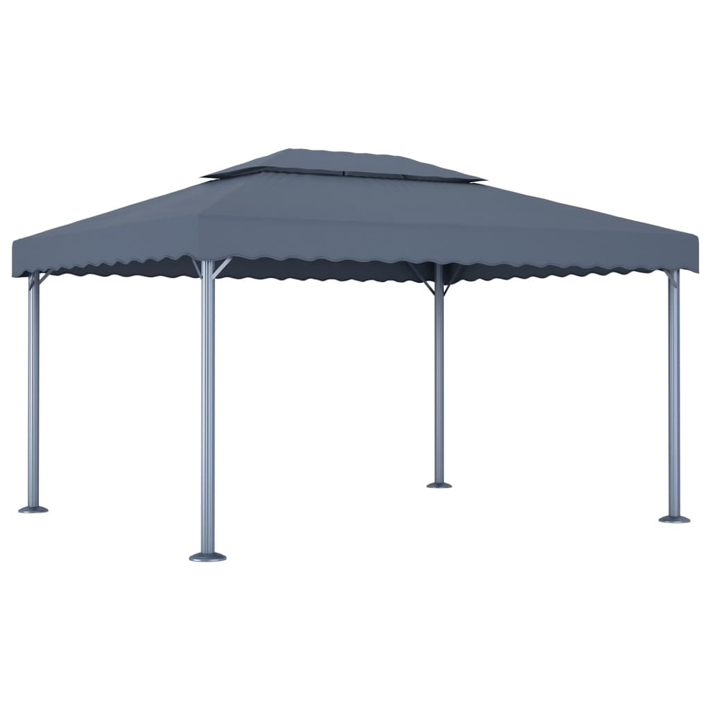 vidaXL cenador con tira de luces LED aluminio antracita 400x300 cm