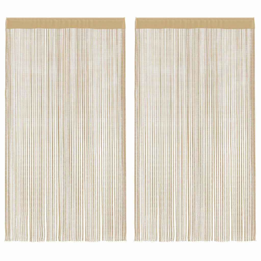 vidaXL cortinas de flecos 2 piezas 100x250 cm beige