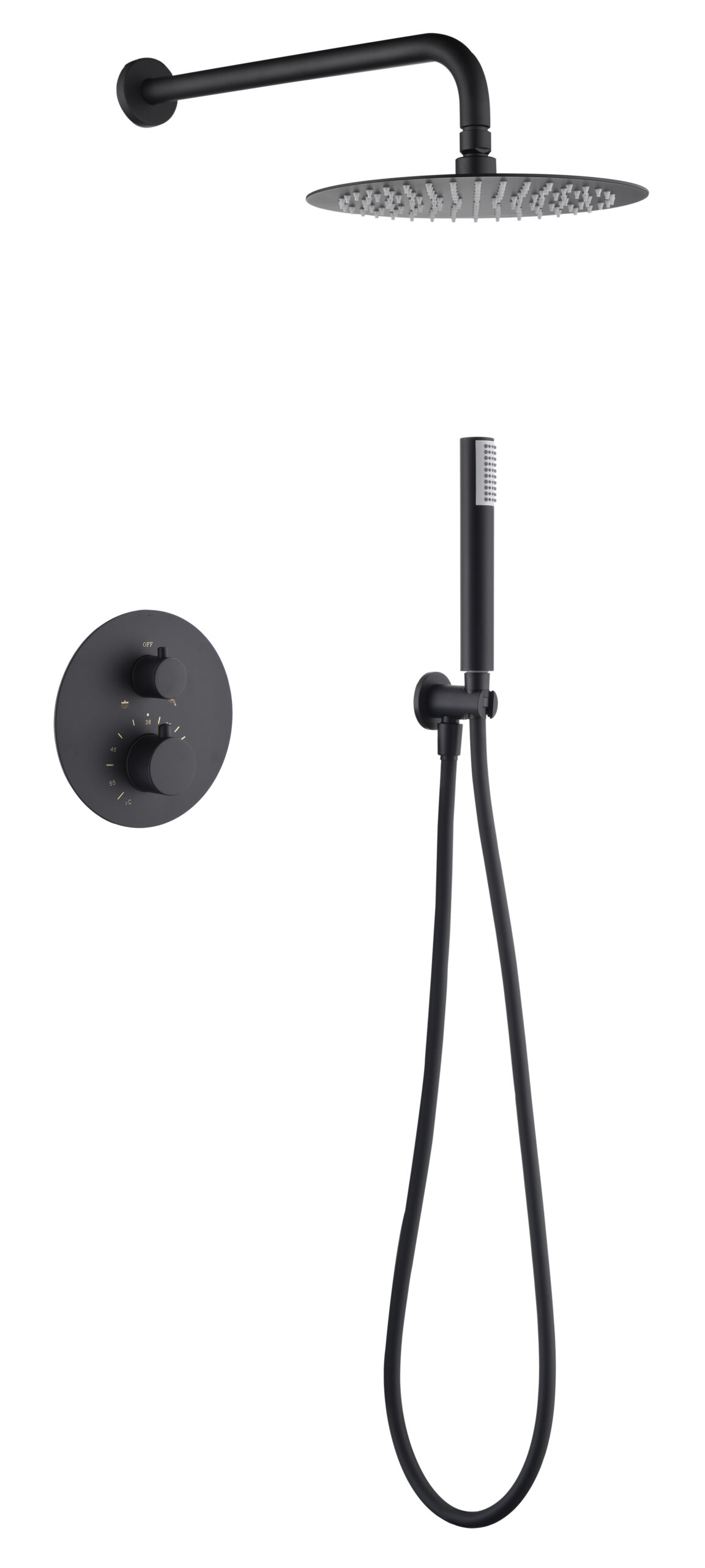 Conjunto ducha termostático empotrado monza–negro mate–rociadorø25–antical