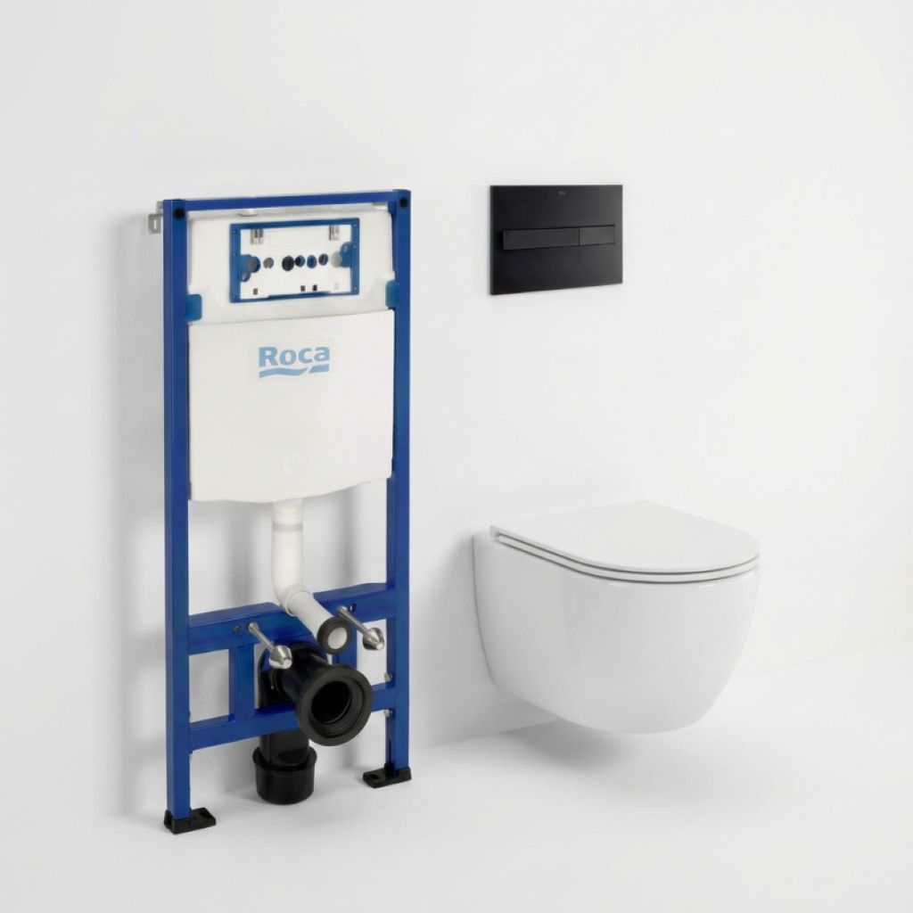 Roca duplo + pl7 negro mate + wc kp round pro total clean