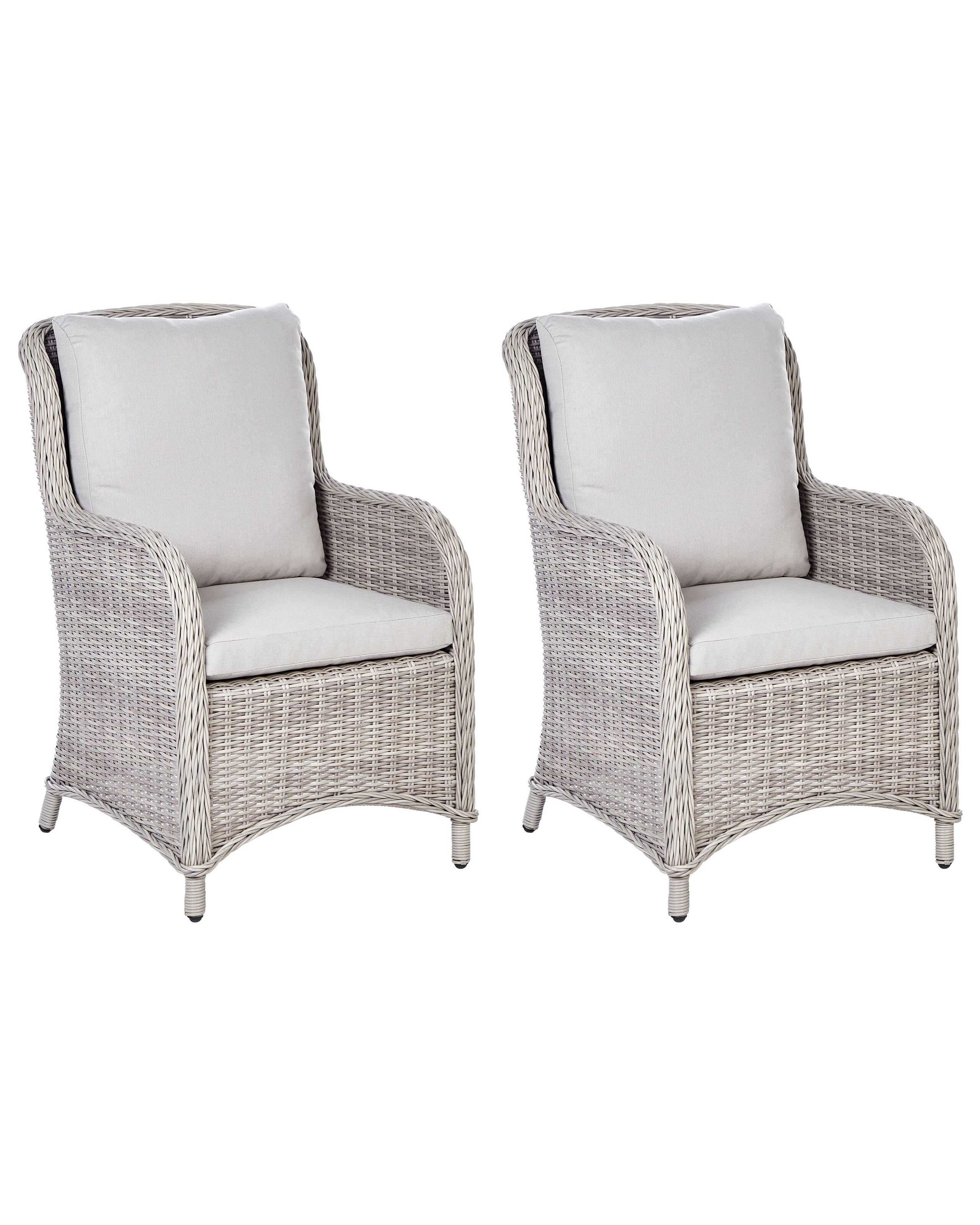 Conjunto de 2 sillones de jardín cascais ratán sintético beige