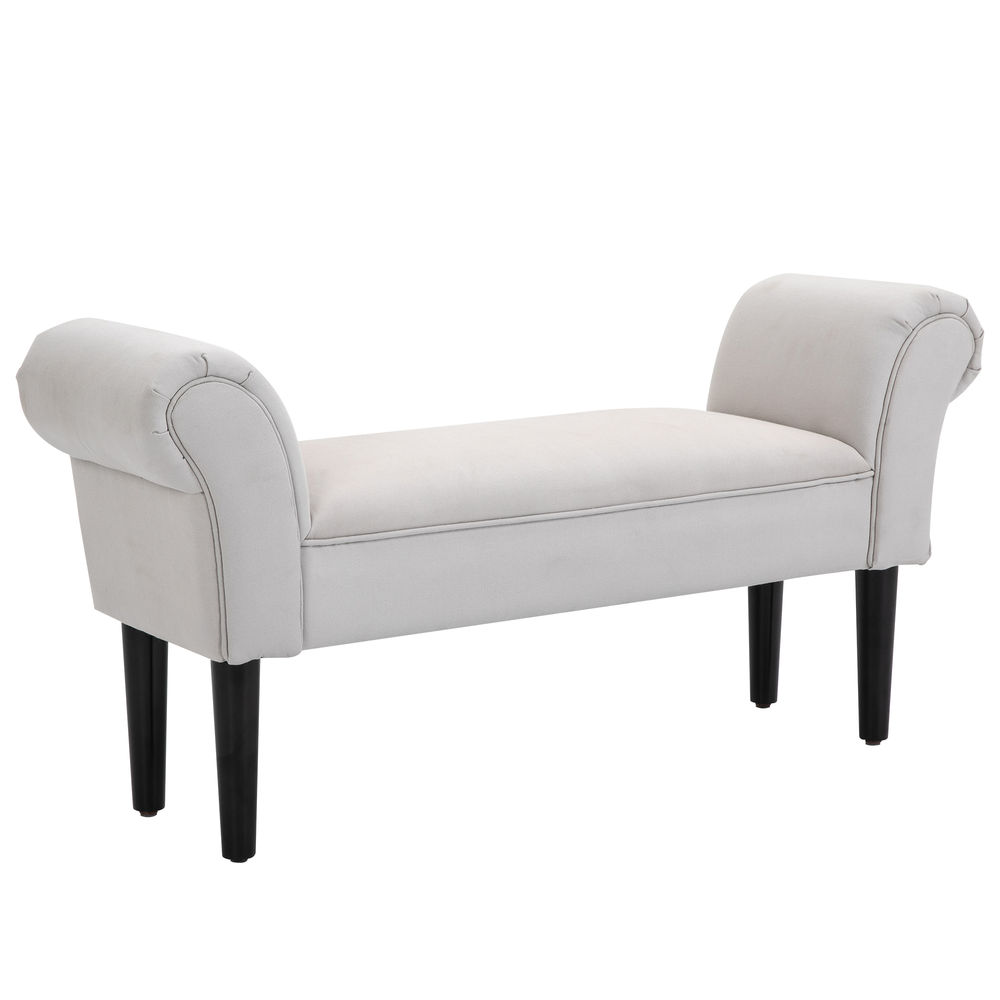 Banco de cama 102x36x51cm estructura de madera, espuma color gris Homcom