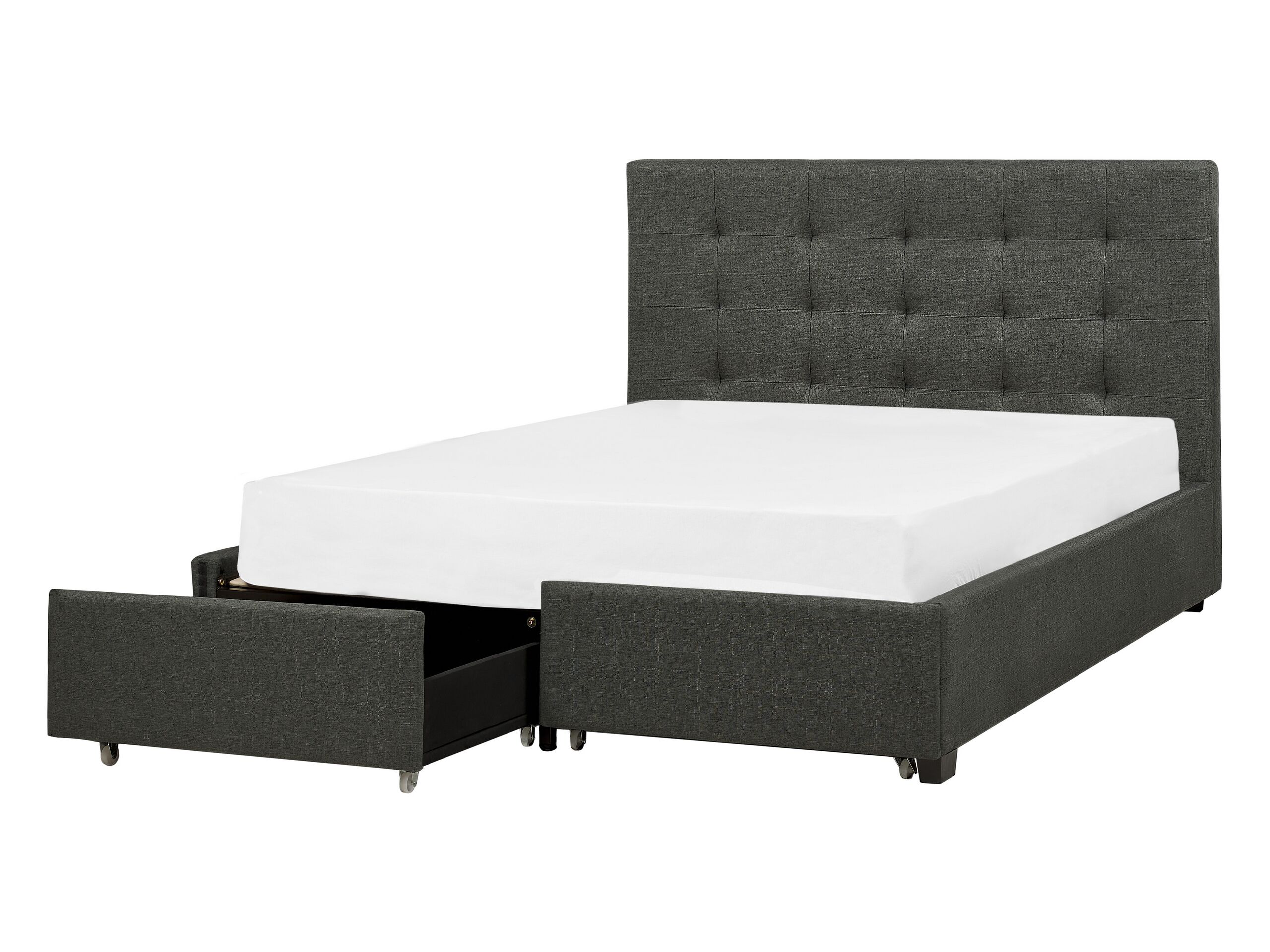 Cama con cajones la rochelle tela gris oscuro 140 x 200 cm